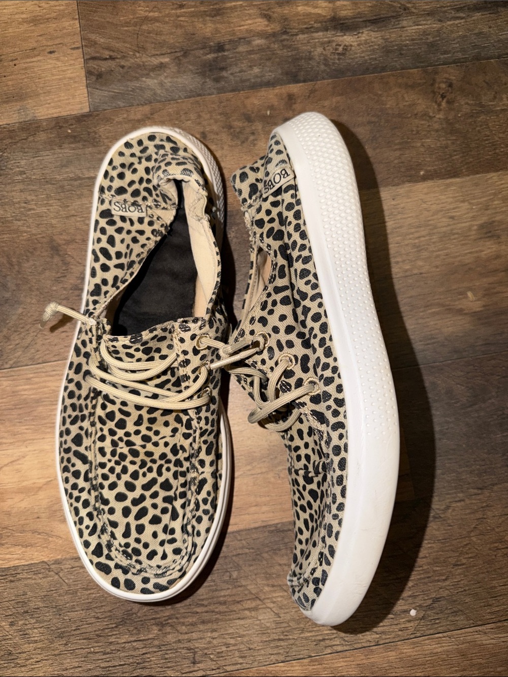 BOBS from Skechers Kids Leopard Slip-On Sneakers - Beige and Black